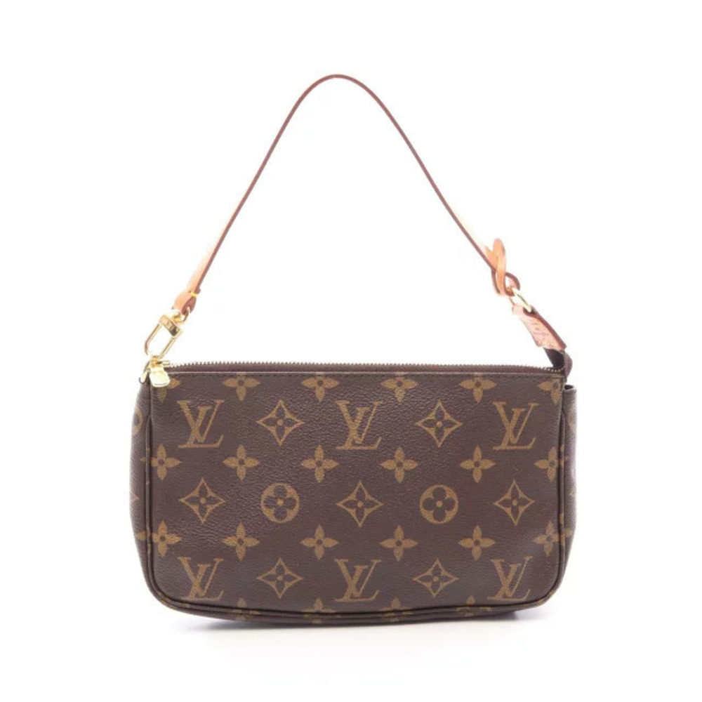Louis Vuitton Pochette Accessoires Monogram Handbag Canvas Leather Brown